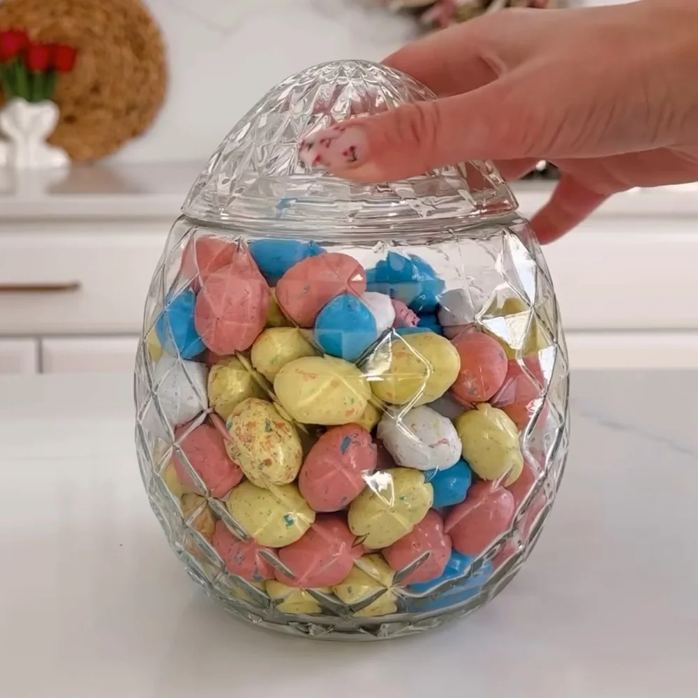 Clear Glass Easter Egg Novelty Jar 7” Target Bullseyes Playground